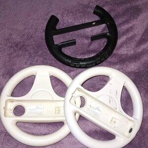Wii Racing Wheels Lot of 3 Three Mario Kart for Controllers White & Black